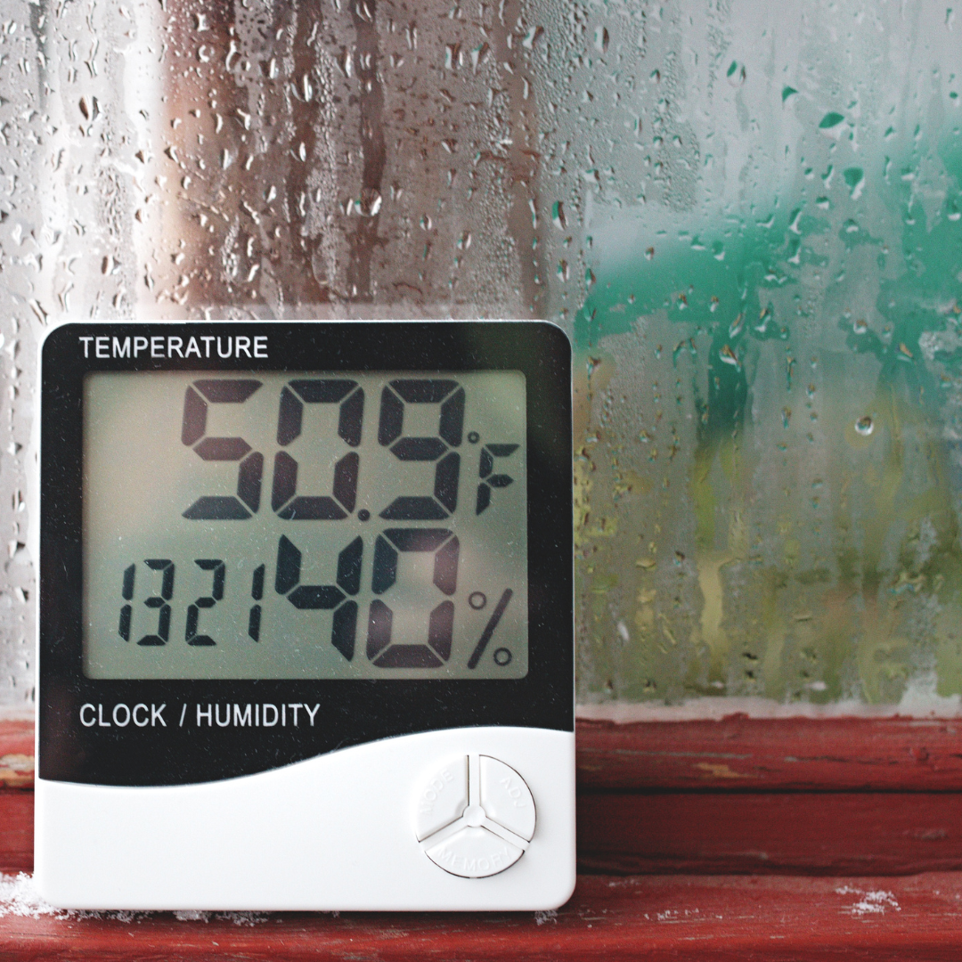 A digital output demonstrating temperature and ideal humidity levels, something a dehumidifier can help achieve.