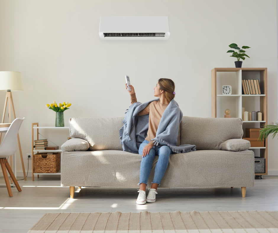 Woman addressing hot and cold spots in her home using a mini-split
